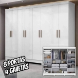 Guarda Roupa Casal 8 Portas 4 Gavetas Paris Maxel Móveis