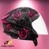 CAPACETE ABERTO PRO TORK NEW LIBERTY 3 FLOWERS FOSCO ROSA