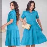 Vestido Feminino Midi Moda Evangélica Soltinho