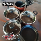 Conjunto De Panelas 8 Pçs Teflon Tampas De Vidro Promoção