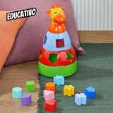 Brinquedo Educativo Girafa Didática com Blocos Merco Toys, cores sortidas
