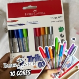 Caneta Esferográfica Colorida, Faber-castell, Trilux Colors 10 Cores