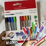 Caneta Esferográfica Colorida, Faber-castell, Trilux Colors 10 Cores