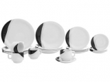 Aparelho de Jantar 20 Peças Porcelarte Cerâmica – Redondo Branco e Preto Prime 004/20