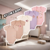 5 Kit Conjunto Manga Curta Bodie Body Infantil