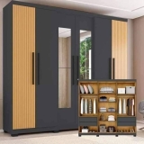 Guarda-roupa Casal com Espelho 6 Portas 4 Gavetas Araplac Braga