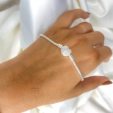 Pulseira De Berloques Prata925 Coração Cravejado