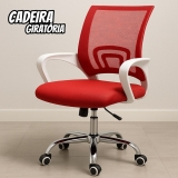 Cadeira de Escritório Secretária Base Cromada com Rodinha Fortt Lisboa Vermelha