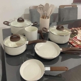 Jogo De Panelas Brinox Smart Plus 6pçs Ceramic Life Vanilla