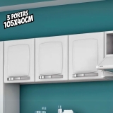 Armário aéreo de cozinha cor branco aço 3 portas Rose Itatiaia