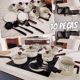 Mimo Style, Jogo de Panelas Cerâmica 10 Peças Indução Pratic Cook Marmol