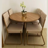 Conjunto Sala de Jantar 4 Cadeiras San Francisco Carraro Freijó com Rosê