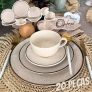 Aparelho de Jantar 20 Peças Tramontina Redondo Porcelana Branco e Marrom Mare