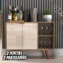 Buffet Aparador Madeirado Com Off White, 2 Portas + 2 Prateleiras