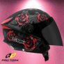 CAPACETE ABERTO NEW LIBERTY 3 FLOWERS VERMELHO FOSCO VIS. FUMÊ TAM.60