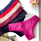 Kit 10 Calcinha Feminina De Algodão Tanga Lisa