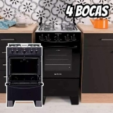 Fogão Atlas 4 Bocas Preto Coliseum Plus