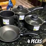 Jogo De Panelas 4 Peças Antiaderente Preto Fort-lar