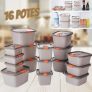 Conjunto De 16 Potes Com Tampa Fixa E Trava, Plasútil