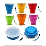 Copo De Silicone Retrátil Reutilizável Ecológico Anel Em Aço Higiênico 200ml