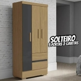 Guarda Roupas Solteiro 3 Portas 2 Gavetas Coimbra Atacama