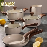 Conjunto Jogo 6 Panelas Pratic Cook Vanilla Marmol Indução Mimo