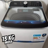 Lavadora de Roupas Midea 13kg Cesto Inox 13 Programas de Lavagem Branca Wave Agitator