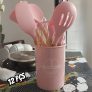 Kit 12 Utensílios De Cozinha Em Silicone E Cabo De Madeira