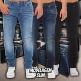 Kit 3 Calça Jeans Masculina Slim Fit Lycra