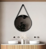 Espelho Adnet Redondo 40cm com Alça e Suporte para Sala Quarto Banheiro Hall – Outlet Dos Espelhos