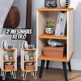 Kit Mesa Cabeceira Retrô Bide Cama Quarto Kit 2 Unidades – Branco