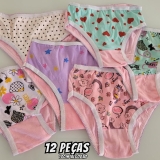 Calcinha Infantil Kit 12 Peças 100% Algodão