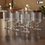 Jogo 6 Taças Versalhes Copo Vidro Grosso Canelada