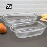 Conjunto de Assadeiras Marinex – Quadrado de Vidro 2 Peças Com Alça