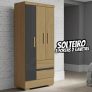 Guarda Roupas Solteiro 3 Portas 2 Gavetas Coimbra Atacama