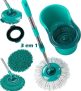 Mop Giratório 3 em 1, MOP8258, Refis substituíveis (microfibra, tira pó e limpeza pesada), 12 litros, Verde, Flash Limp