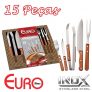 Kit para Churrasco em Madeira Euro 15 Peças – BBQW-15