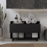 Armário Banheiro De Chão com Gaveta Multiuso Organizador Com Rodinhas Móveis Bonatto