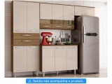 Cozinha Compacta Poliman Mel 8 Portas – 2 Gavetas Carvalho e Off White