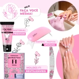 Kit Alongamento Poligel Polygel + Molde F1 + Lixa + Mini Cabine De Unha