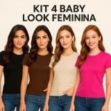 Kit 4 Blusa Feminina Baby Look Algodão