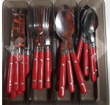 Conjunto de Talheres, Rebite, 24 peças, Vermelho, Euro