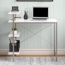 Mesa para Computador Dorel Side Storage Desk com 3 Prateleiras e Espaço para Impressora – Branco/Cinza