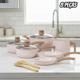 Jogo de Panelas de Alumínio Revestimento Cerâmico com Antiaderente