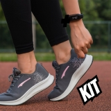 Tenis Academia Feminino Leve Macio Corrida + Relogio